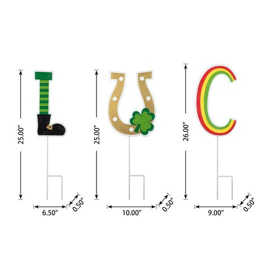 Glitzhome® Set of 5 St. Patrick's Metal "Lucky" Yard Stake